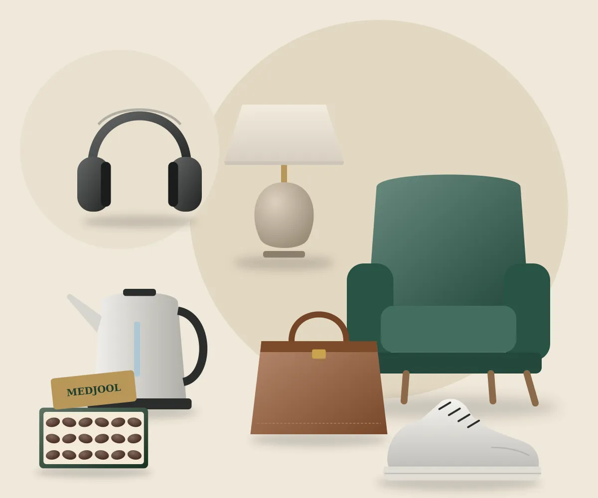A selection of home, kitchen, fashion and electronics products